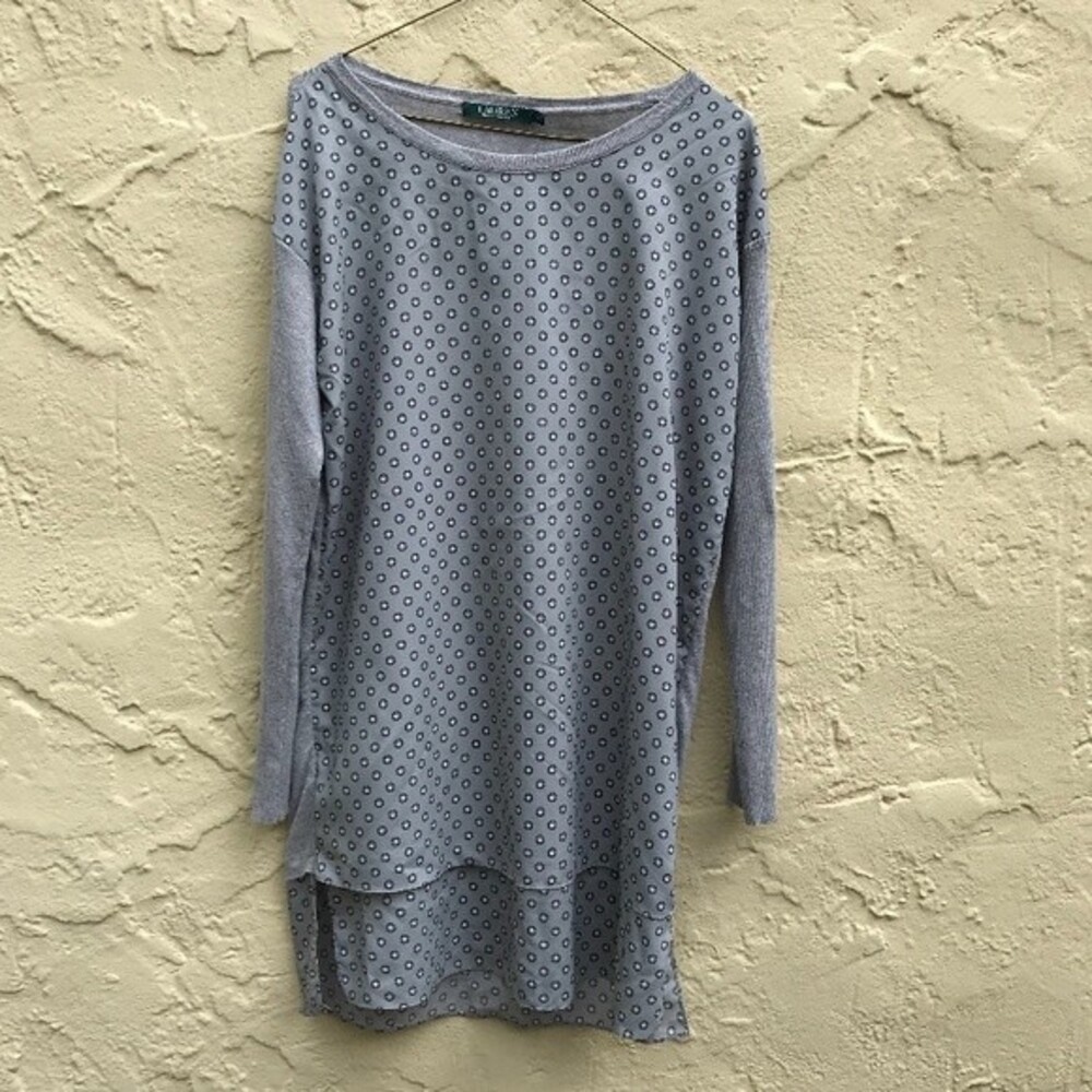 LAUREN Ralph Lauren Shirt with knit back and sleeves sz S